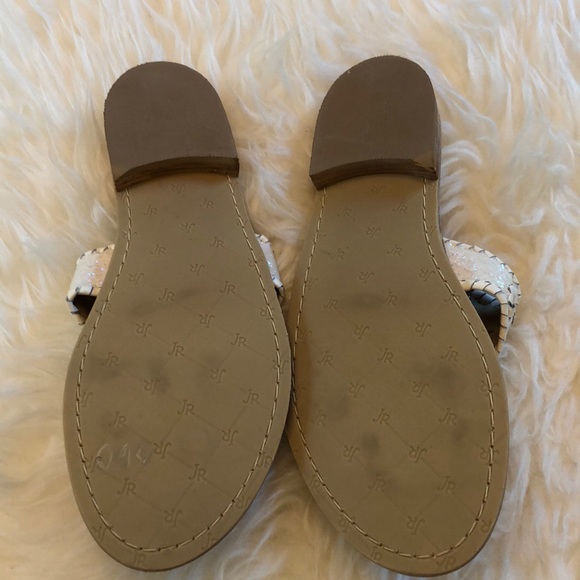 Jack Rogers White Glitter Cleo Sandal Leather NEW - Picture 6 of 7